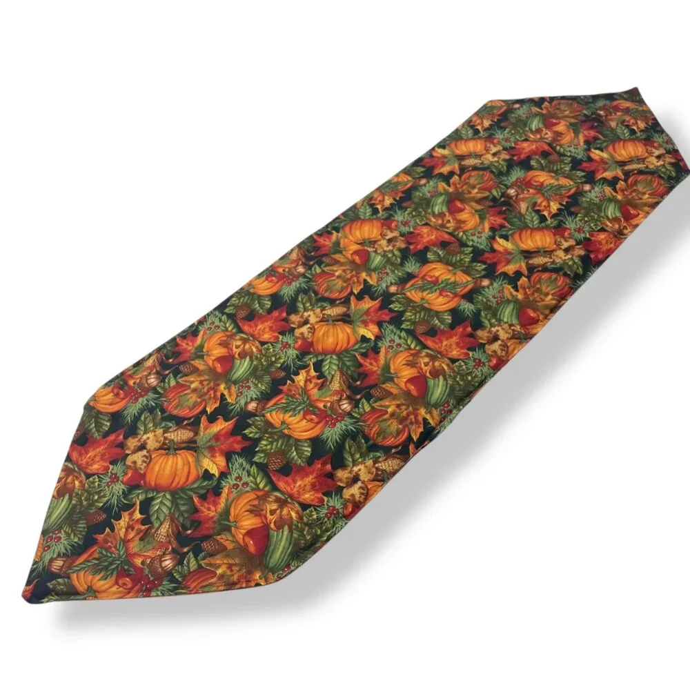 Handmade Patchwork Table Runner Autumn Fall Thanksgiving Pumpkins Orange Quilted